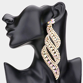 Oversized Pave Crystal Rhinestone Evening Earrings