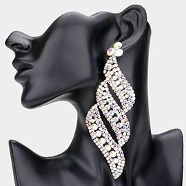 Oversized Pave Crystal Rhinestone Evening Earrings