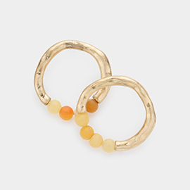 Semi Precious Hammered Metal Hoop Earrings