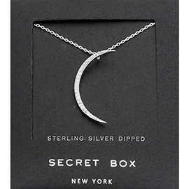 Secret Box _ Sterling Silver Dipped CZ Moon Pendant Necklace