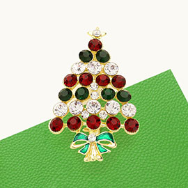 Bubble Glass Crystal Christmas Tree Pin Brooch