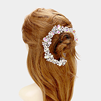 Floral Pave Glass Crystal Hair Comb