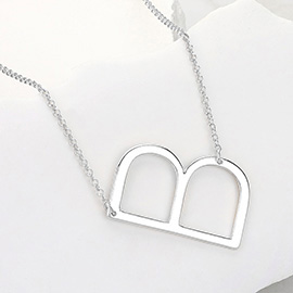 -B- Metal Monogram Pendant Necklace