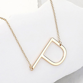 -P- Metal Monogram Pendant Necklace