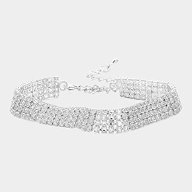 4 Rows Pave CZ Tennis Evening Bracelet