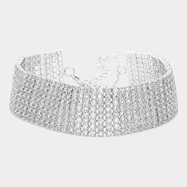 8 Rows Pave CZ Tennis Evening Bracelet