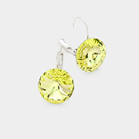 Genuine Round Crystal Lever Back Earrings