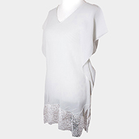 Floral Lace Texturized Long Poncho