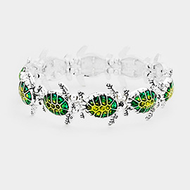 Enamel Turtle Metal Stretch Bracelet