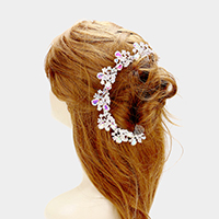 Floral Pave Glass Crystal Hair Comb