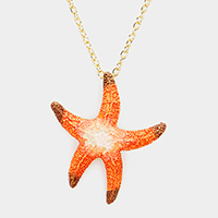 Starfish Colored Metal Pendant Necklace