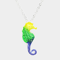 Seahorse Colored Metal Pendant Necklace