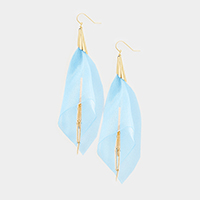 Fabric Mesh Long Drop Triple Chain Earrings