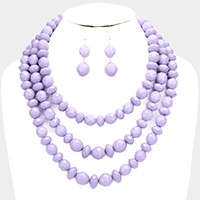 Triple Strand Beaded Bib Necklace