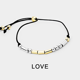 LOVE Message Morse Code Adjustable Cinch Pull Tie Bracelet