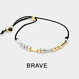 BRAVE Message Morse Code Adjustable Cinch Pull Tie Bracelet