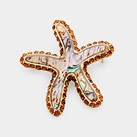 Stone Trim Abalone Starfish Pin Brooch