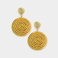 Swirl Thread Wrapped Disc Dangle Earrings