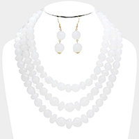 Triple Strand Beaded Bib Necklace