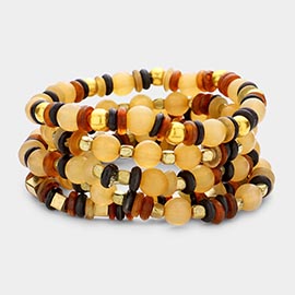 5PCS - Horn Beaded Stretch Bracelets