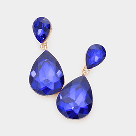 Crystal Double Teardrop Evening Earrings