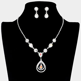 CZ Stone Teardrop Pendant Pointed Rhinestone Necklace