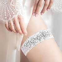 Floral Crystal Pave Lace Stretch Wedding Garter