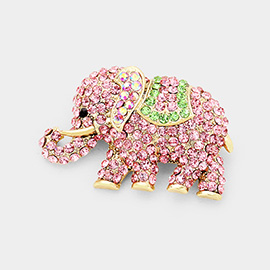 Stone Paved Elephant Pin Brooch