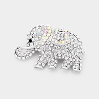 Crystal Pave Elephant Pin Brooch