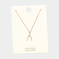 Cubic Zirconia Wishbone Pendant Necklace