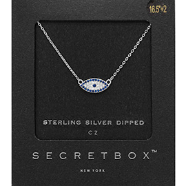 SECRET BOX_Sterling Silver Dipped CZ Evil Eye Pendant Necklace