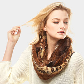 Animal Pattern Faux Fur Infinity Scarf