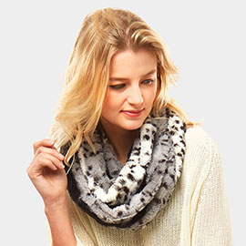 Animal Pattern Faux Fur Infinity Scarf