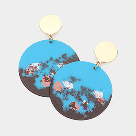 Painted Splash Metal Disc Dangle Earrings