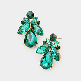 Marquise Floral Crystal Evening Earrings