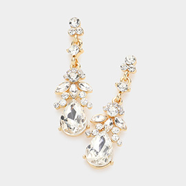 Marquise Crystal Teardrop Accented Evening Earrings