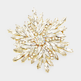 Marquise Stone Cluster Flower Pin Brooch