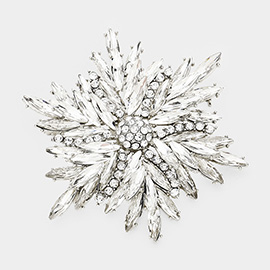 Marquise Stone Cluster Flower Pin Brooch