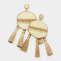 Studded Leather Triple Tassel Earrings