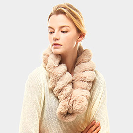 Twisted Faux Fur Pull Through Scarf