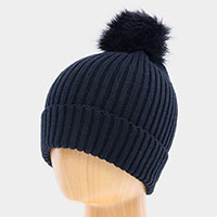 Soft Knit Faux Pom Pom Beanie Hat