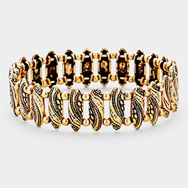 Embossed Oval Metal Stretch Bracelet