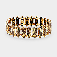 Embossed Oval Metal Stretch Bracelet