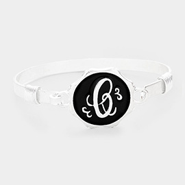 'C' Acrylic Monogram Metal Disc Hook Bracelet