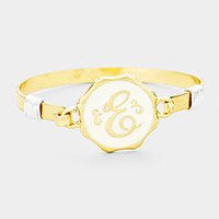 'E' Acrylic Monogram Metal Disc Hook Bracelet