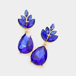 Crystal Teardrop Cluster Vine Evening Earrings