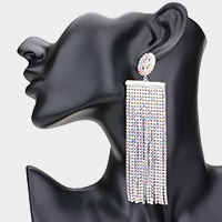 Oversized Crystal Rhinestone Tassel Statement Earrings