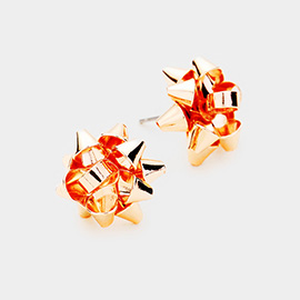 Christmas Gift Bow Metal Stud Earrings