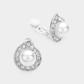 Pearl Center Clip on Earrings