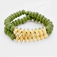 2PCS Wood Bead Stretchable Bracelets